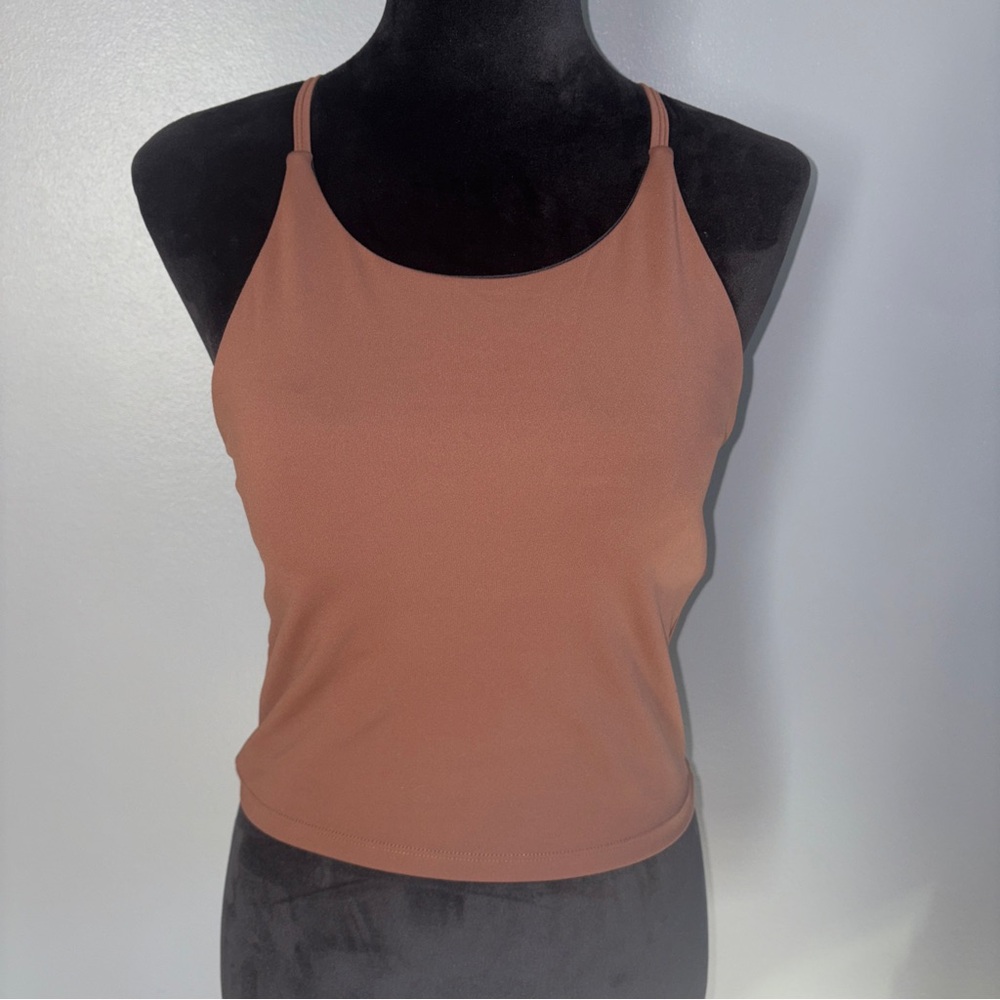 Gap Fit Studio Longline Sports Bra Crop Top Womens Medium Brown